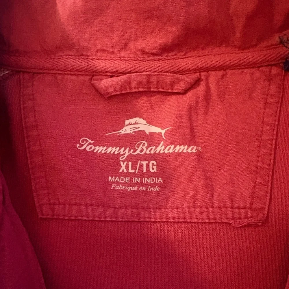 Tommy Bahama Sweater Mens Red 1/4 Zip Pullover Cotton Size XL - Picture 5 of 5